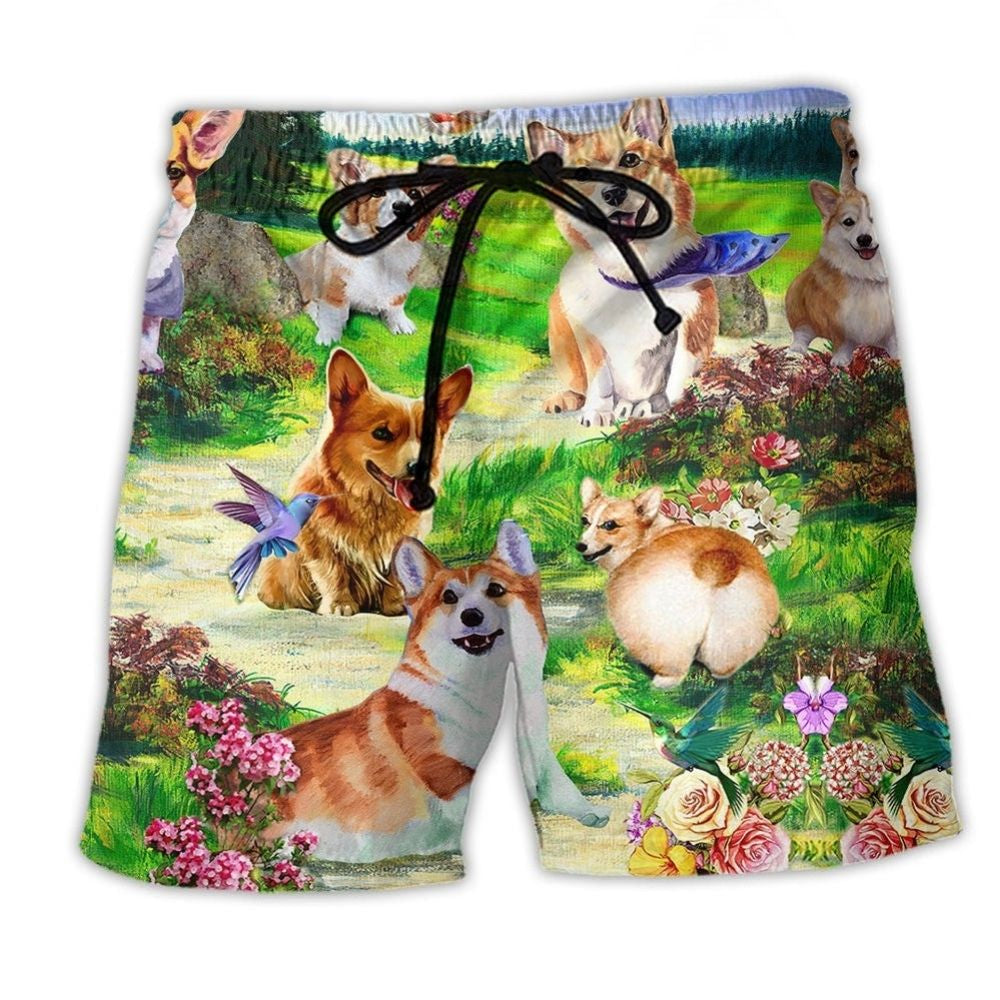 Playful Corgi Beach Shorts For Relaxed Shoreline Days And Comfortable Resort Style