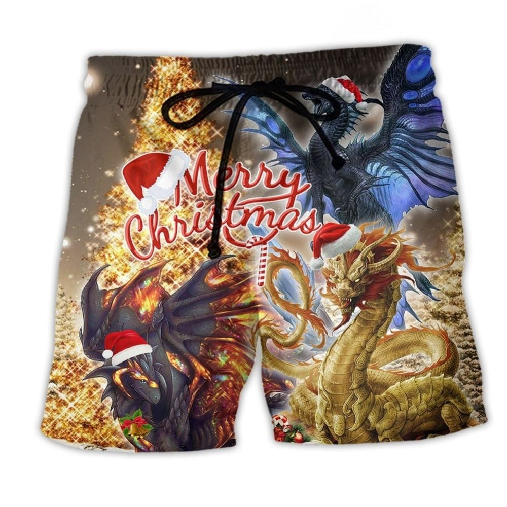 Christmas Dragon Gold Black Beach Shorts For Warm Weather Outings And Weekend Casual Style