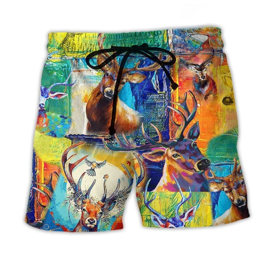 Deer Animal Nature Beach Shorts For Resort Getaways And Flexible Everyday Wear