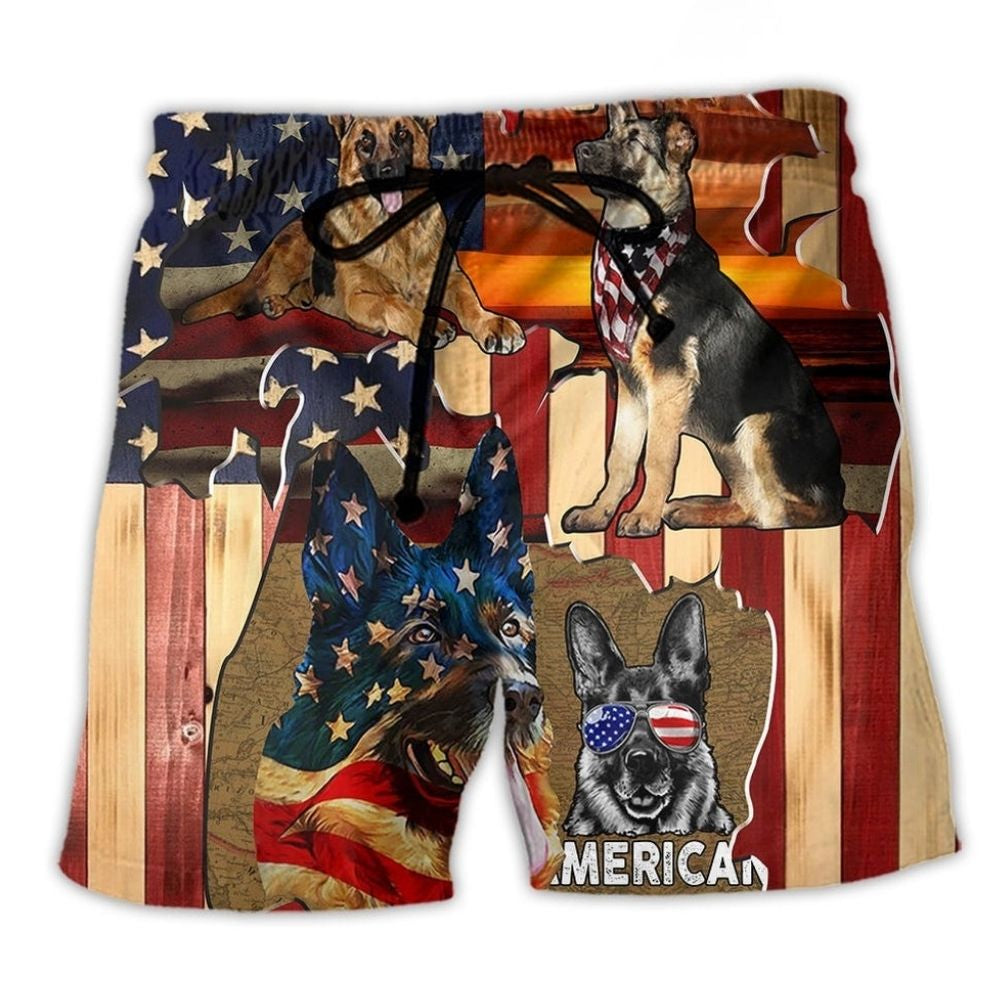 German Shepherd America Protection Beach Shorts For Coastal Adventures And Memorable Gift Ideas