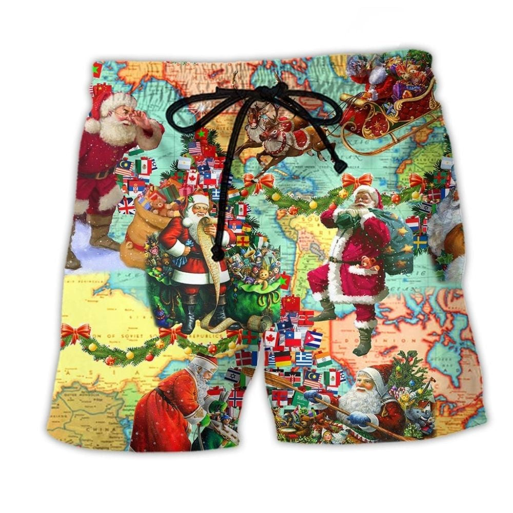 Christmas Santa Beach Shorts For Poolside Relaxation And Travel Ready Comfort