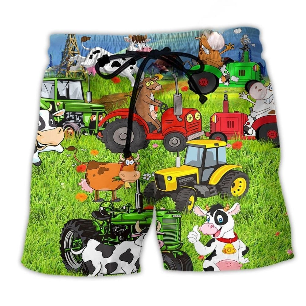 Rustic Cow Beach Shorts For Oceanfront Weekends And Laid Back Daily Wear