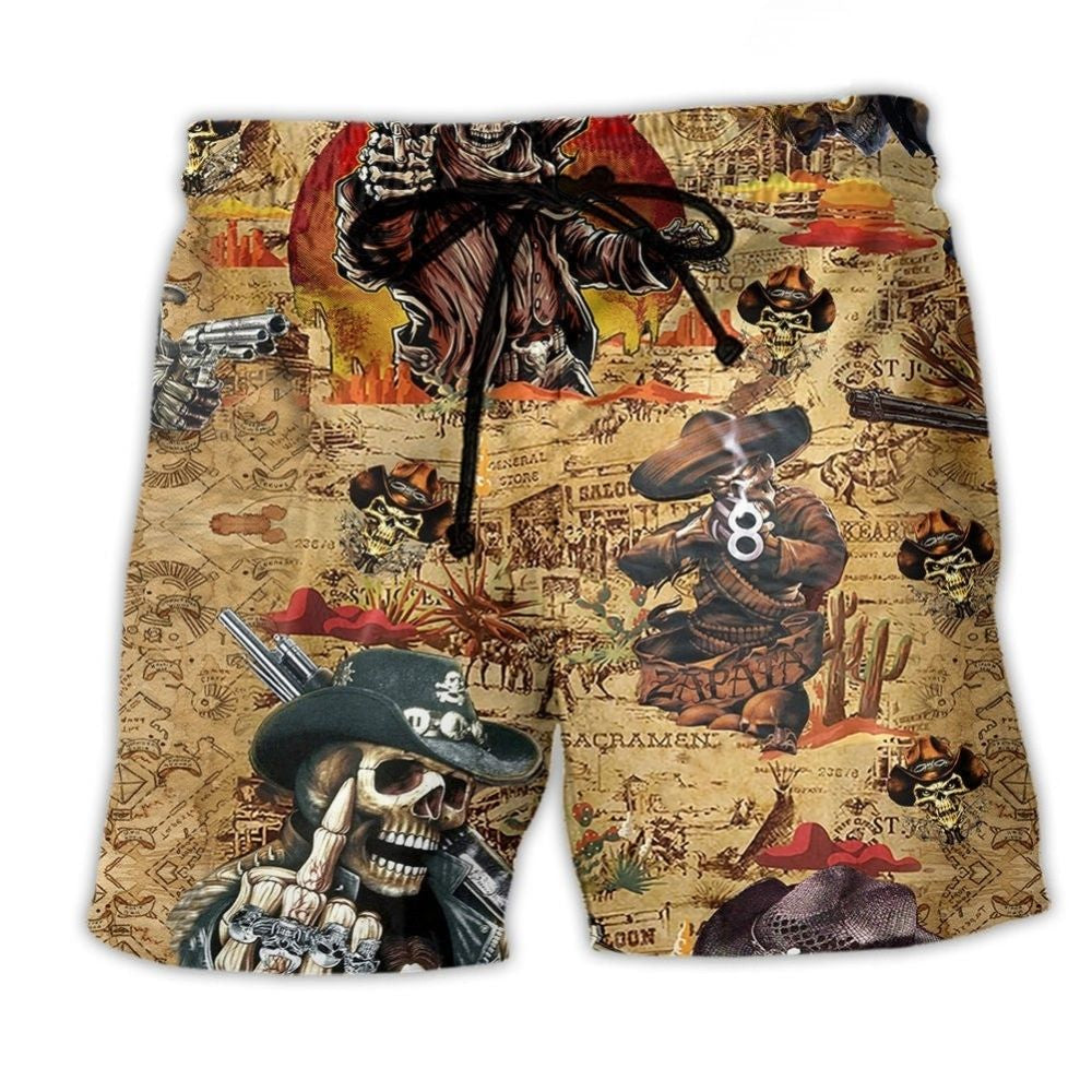 Cowboy Skull Pirate Beach Shorts For Sunny Day Getaways And Laid Back Daily Wear