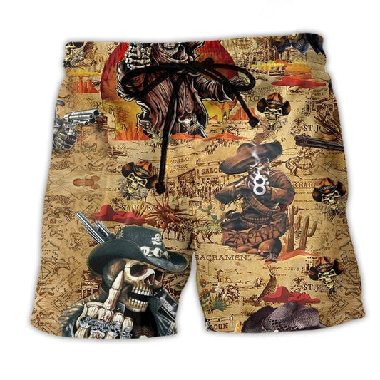 Cowboy Skull Pirate Beach Shorts For Sunny Day Getaways And Laid Back Daily Wear