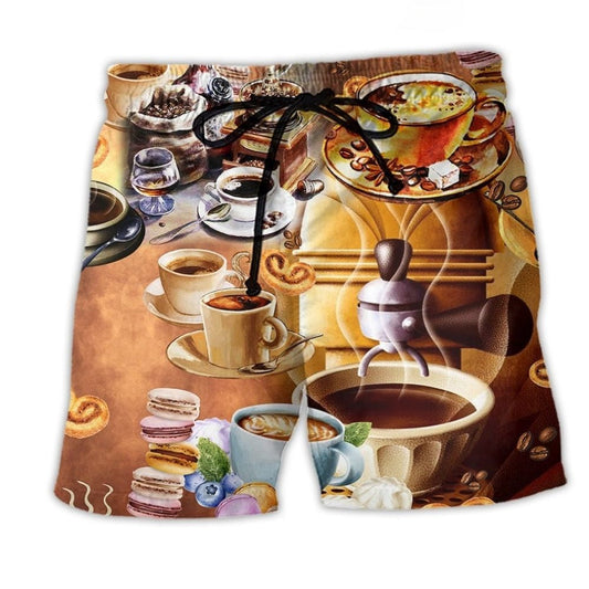 Vintage Coffee Beach Shorts For Oceanfront Weekends And Comfortable Daily Wear
