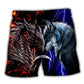 Dragon Wolf Red Blue Beach Shorts For Poolside Relaxation And Warm Weather Wardrobe