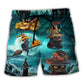 Halloween Black Cat Pumpkin Beach Shorts For Resort Getaways And Vacation Ready Style