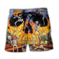 Halloween Skeleton Party Pumpkin Beach Shorts For Seaside Travel And Bright Summer Outfits