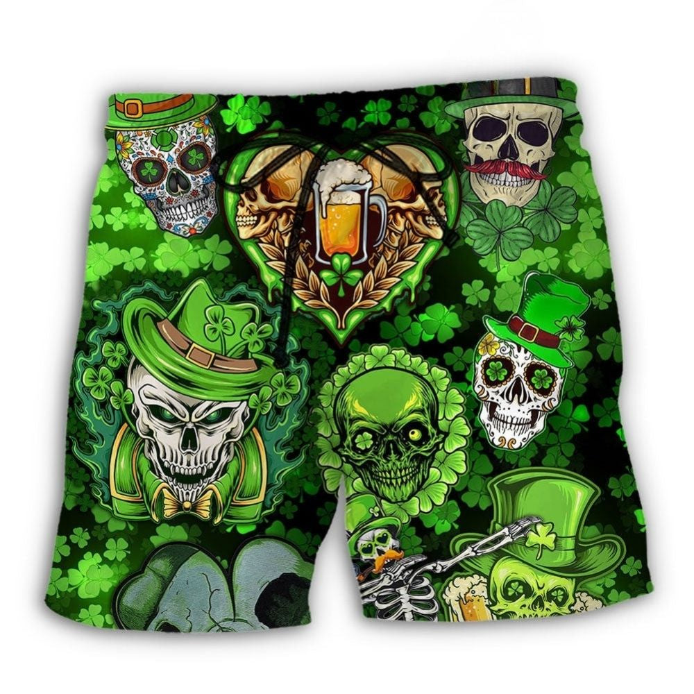 Skull Saint Patrick Beach Shorts For Holiday Cruises And Everyday Comfort