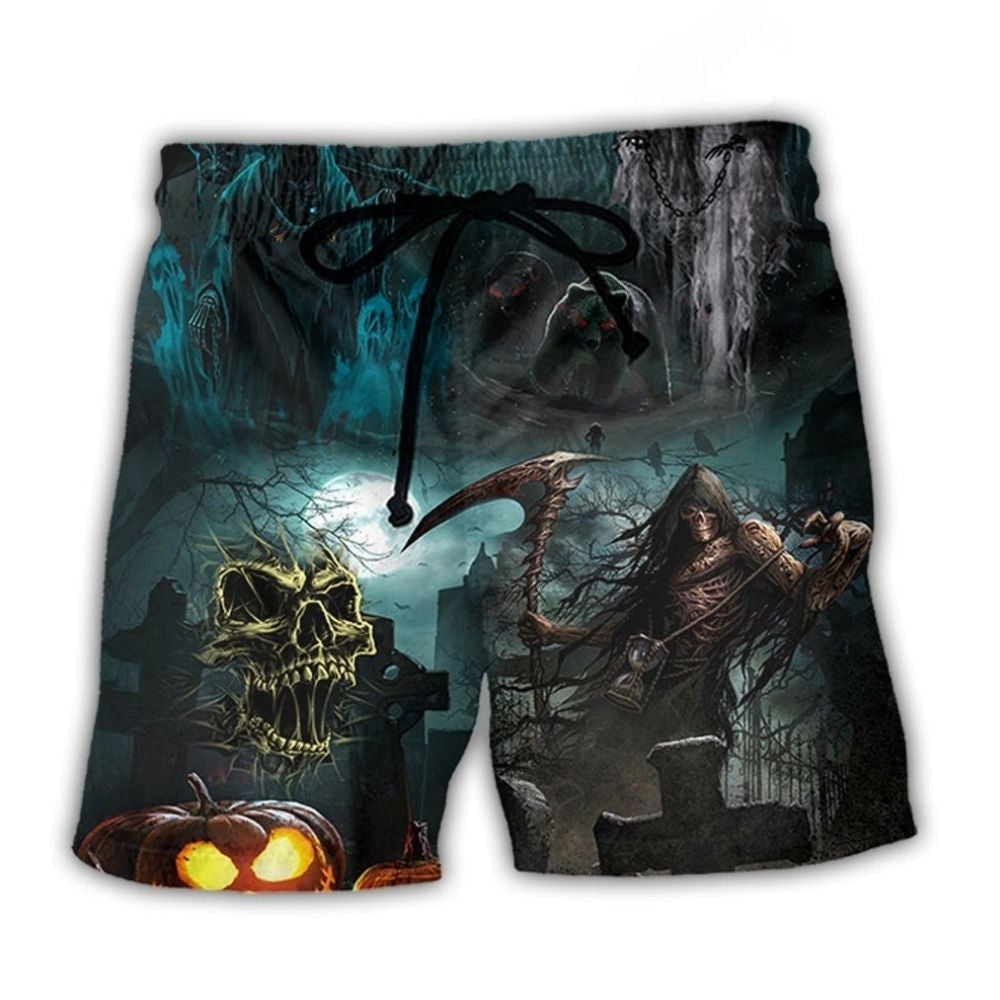 Halloween Ghost Pumpkin Night Beach Shorts For Island Escapes And Easy Warm Weather Wear
