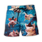 Halloween Flying Pig Pumpkin Beach Shorts For Warm Weather Outings And Thoughtful Gift Giving