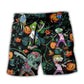 Halloween Zombie Tropical Pumpkin Beach Shorts For Holiday Cruises And Distinctive Seasonal Style