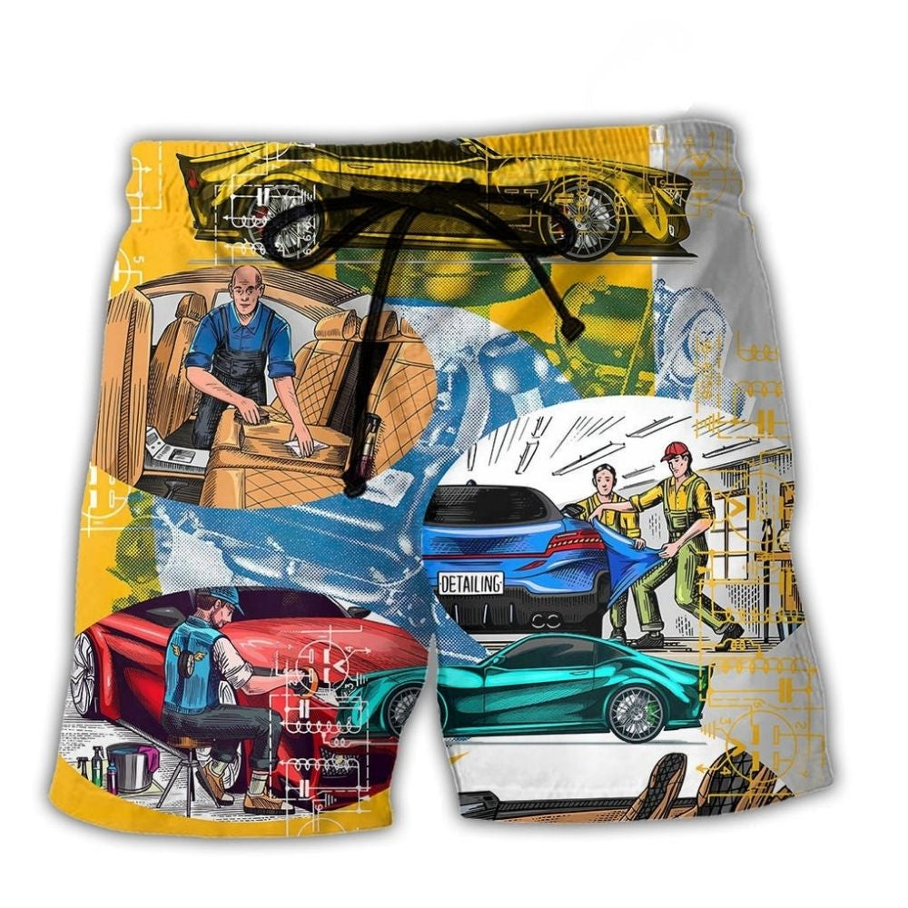 Auto Detailing Car Service Beach Shorts For Summer Vacations And Weekend Casual Style