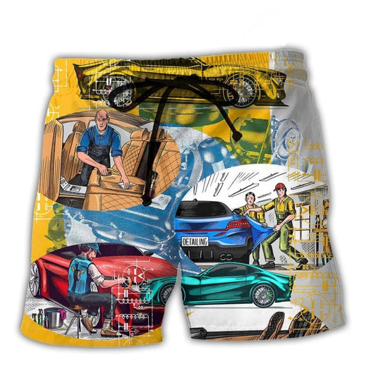 Auto Detailing Car Service Beach Shorts For Summer Vacations And Weekend Casual Style