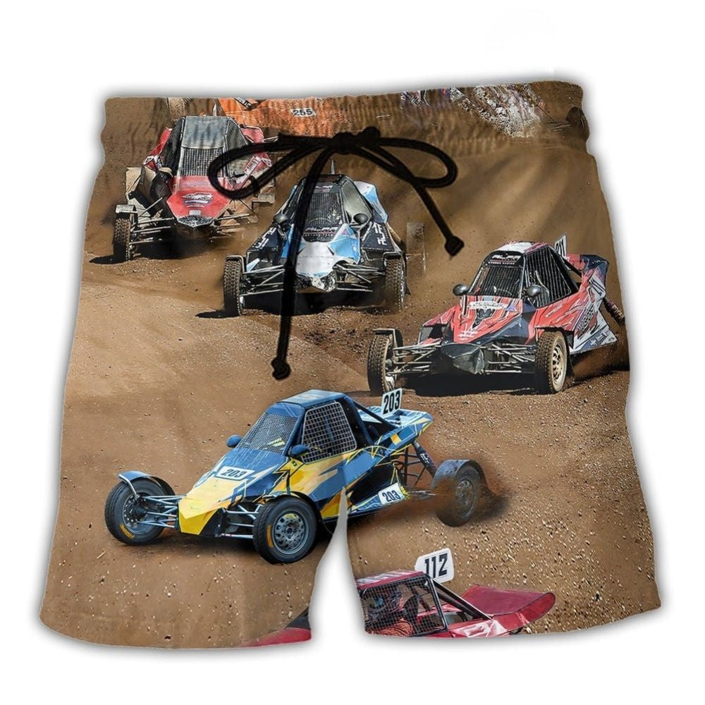 Autocross Racing Car Beach Shorts For Vacation Travel And Comfortable Daily Wear