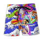 Bohemian Shark Girl Colorful Beach Shorts For Beach Days And Weekend Casual Style