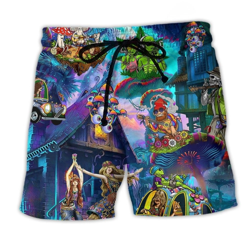 Bohemian Alien Beach Shorts For Summer Vacations And Comfortable Daily Wear