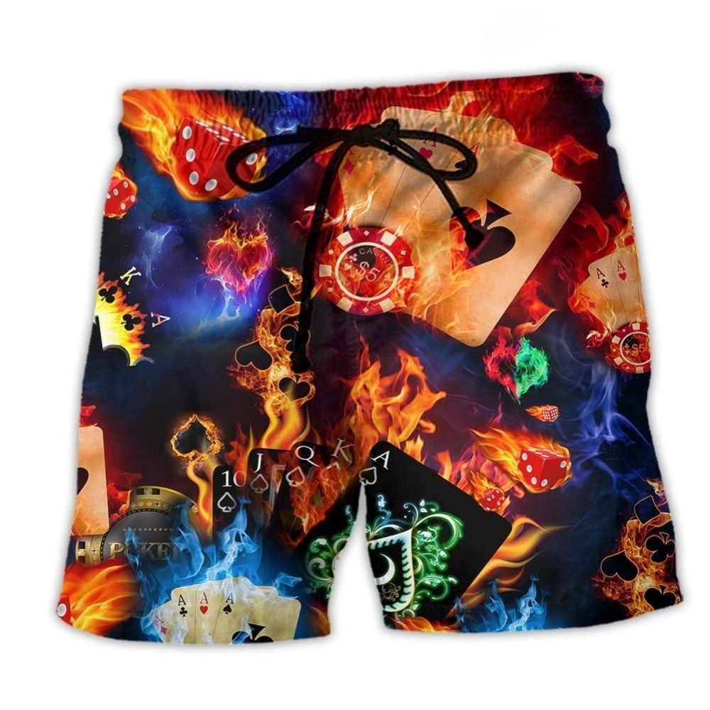 Gambling Poker Inspired Beach Shorts For Summer Vacations And Weekend Casual Style