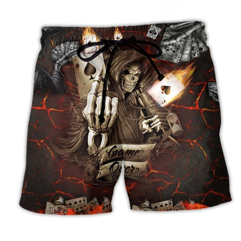 Gambling Cards Fire Game Beach Shorts For Holiday Cruises And Memorable Gift Ideas