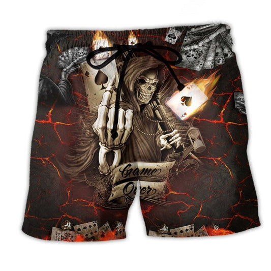 Gambling Cards Fire Game Beach Shorts For Holiday Cruises And Memorable Gift Ideas