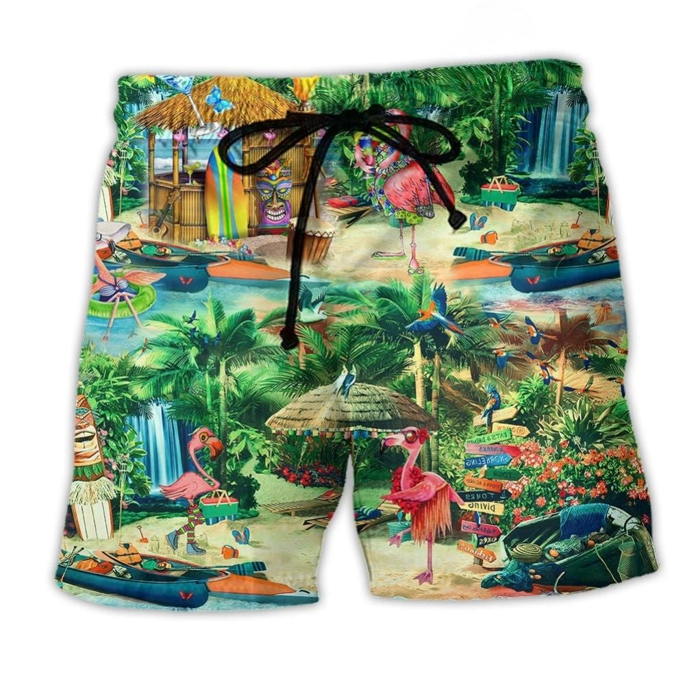 Flamingo Aloha Hi Summer Beach Shorts For Coastal Adventures And Comfortable Daily Wear