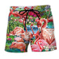 Flamingo Slow Lotus Zen Beach Shorts For Outdoor Adventures And Easy Warm Weather Wear