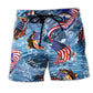 American Fishing Pride Outdoor Beach Shorts For Beach Days And Comfortable Daily Wear