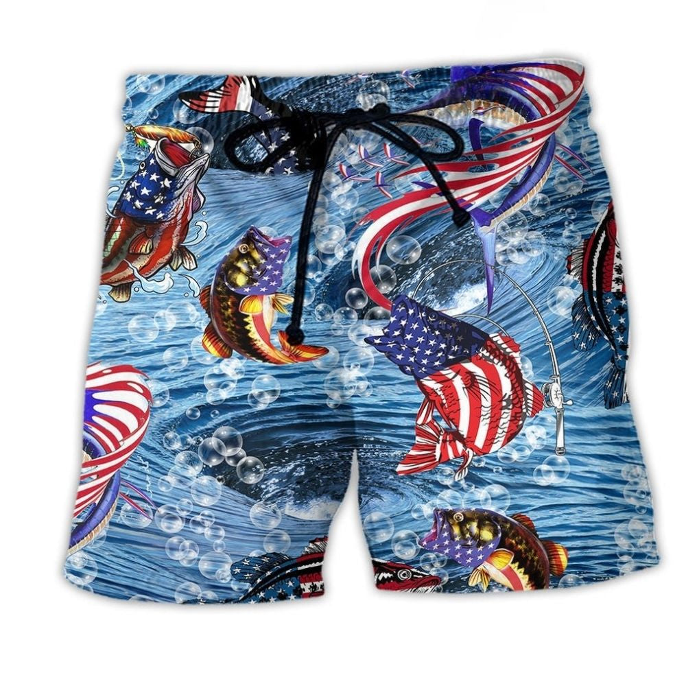 American Fishing Pride Outdoor Beach Shorts For Beach Days And Comfortable Daily Wear