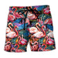 Colorful Flamingo Tropical Summer Beach Shorts For Weekend Escapes And Vacation Ready Style