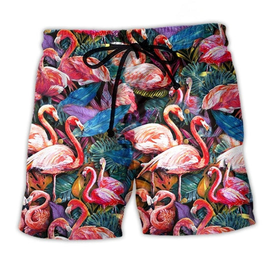 Colorful Flamingo Tropical Summer Beach Shorts For Weekend Escapes And Vacation Ready Style