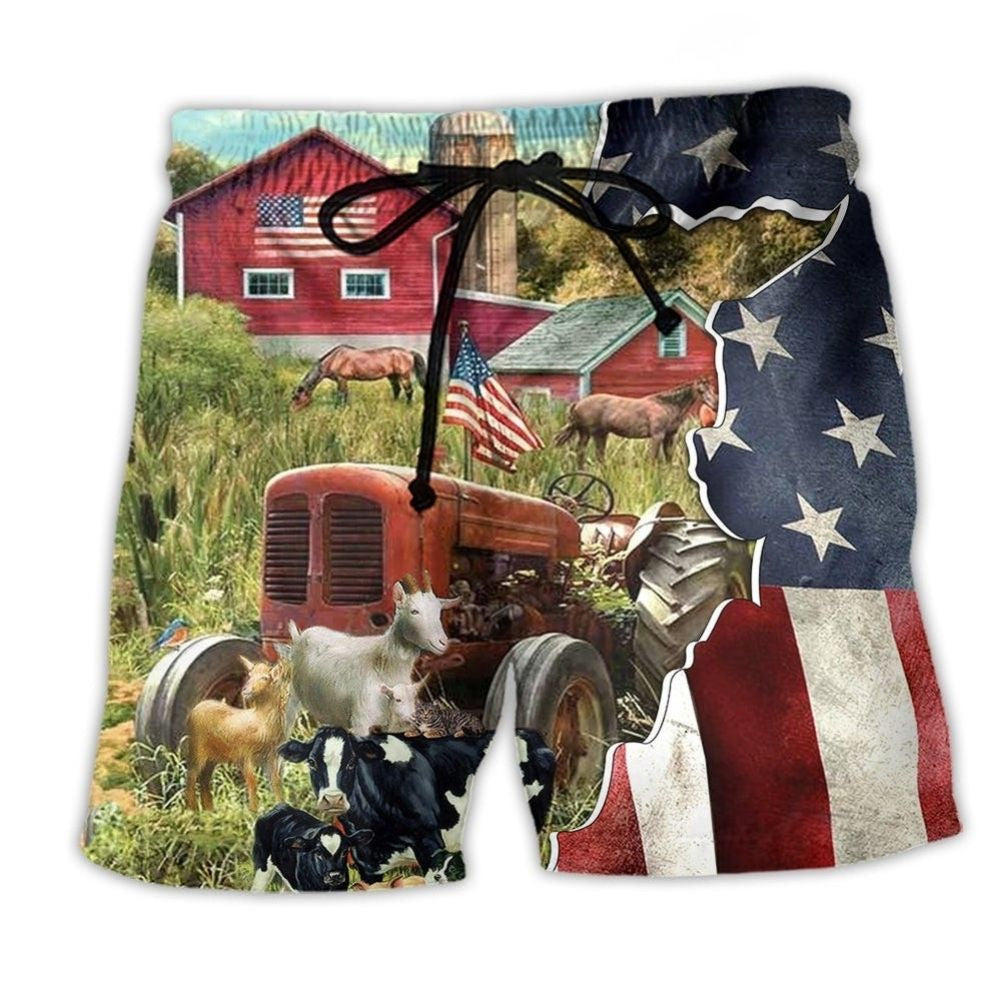 Farm Cows Animals Beach Shorts For Beach Days And Thoughtful Gift Giving