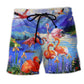 Flamingo Fly Hawaii Floral Beach Shorts For Beach Days And Warm Weather Wardrobe