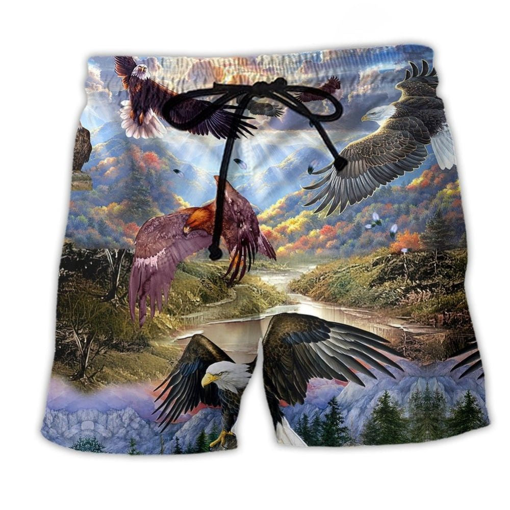 Eagle Spread Wings Freedom Sky Beach Shorts For Coastal Adventures And Memorable Gift Ideas