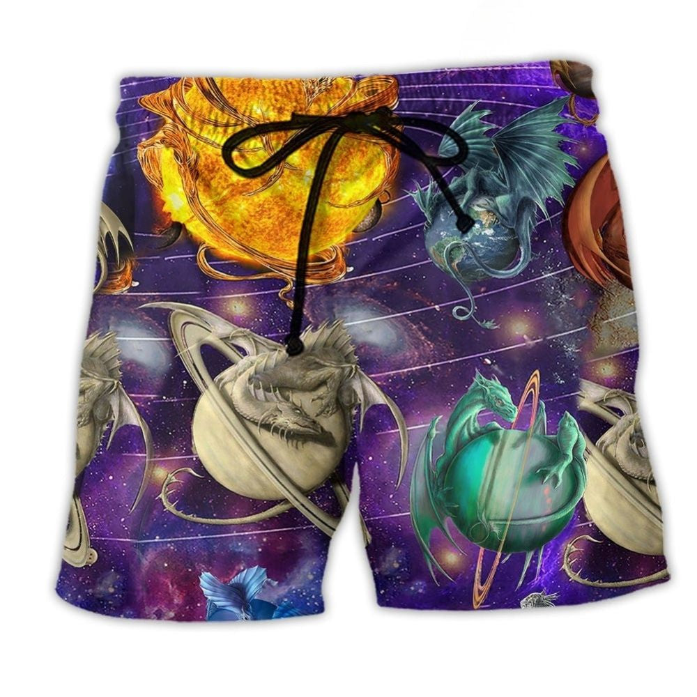Dragon Galaxy Cosmic Beach Shorts For Coastal Adventures And Easy Warm Weather Wear