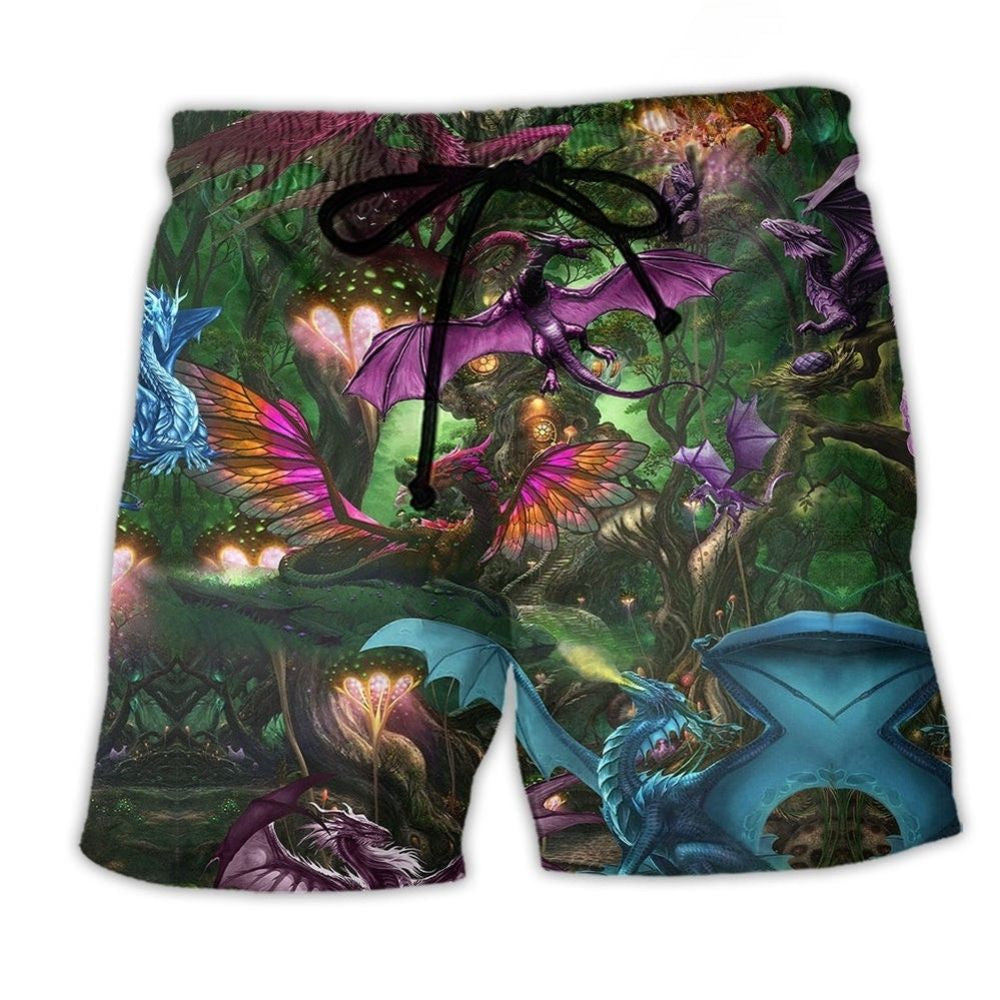 Fantasy Dragon Beach Shorts For Oceanfront Weekends And Relaxed Casual Style