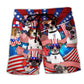 Patriotic Dog America Pride Beach Shorts For Vacation Travel And Everyday Comfort