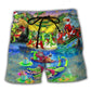 Crocodile Merry Christmas Festive Beach Shorts For Summer Vacations And Comfortable Resort Style