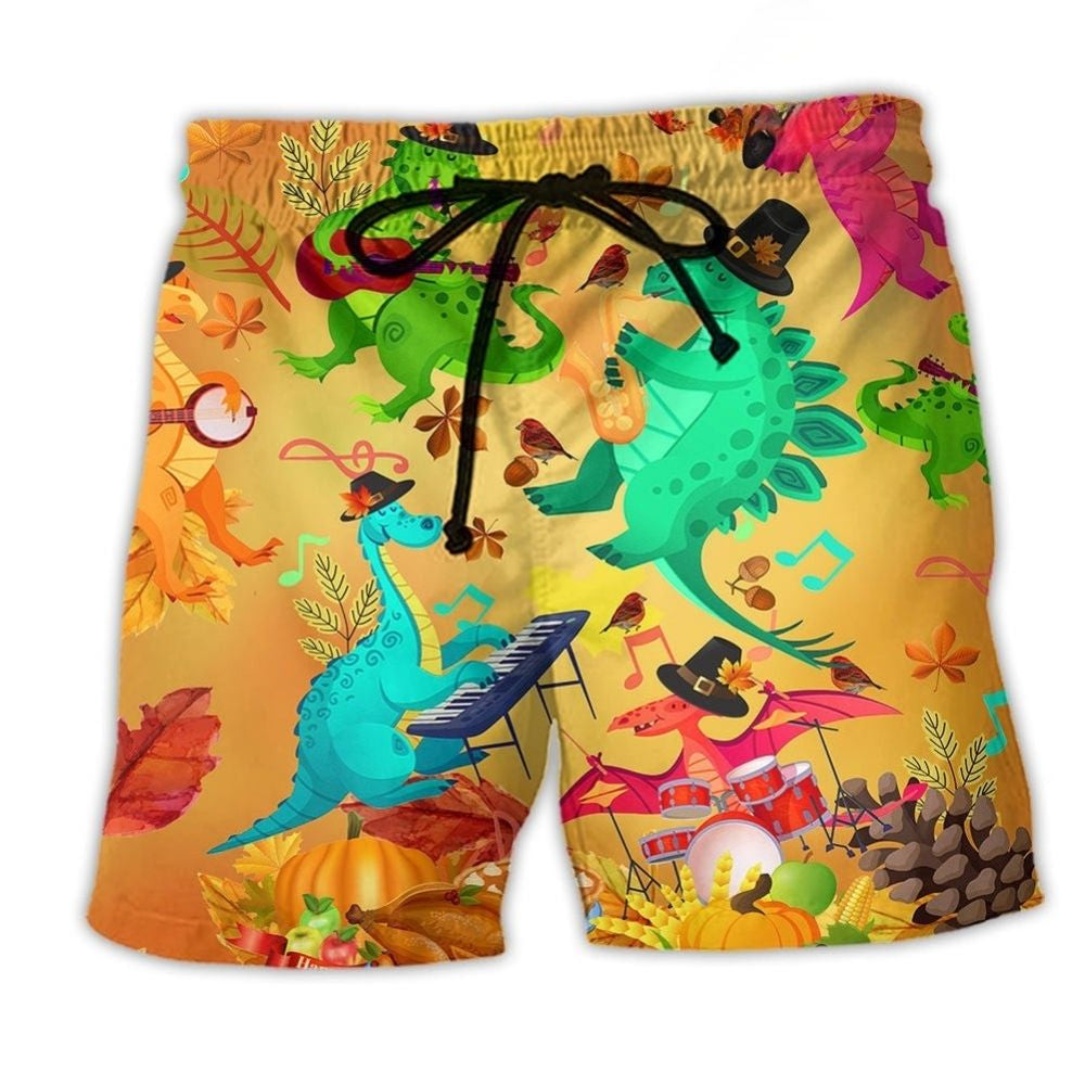 Dinosaur Thanksgiving Beach Shorts For Sunny Day Getaways And Thoughtful Gift Giving