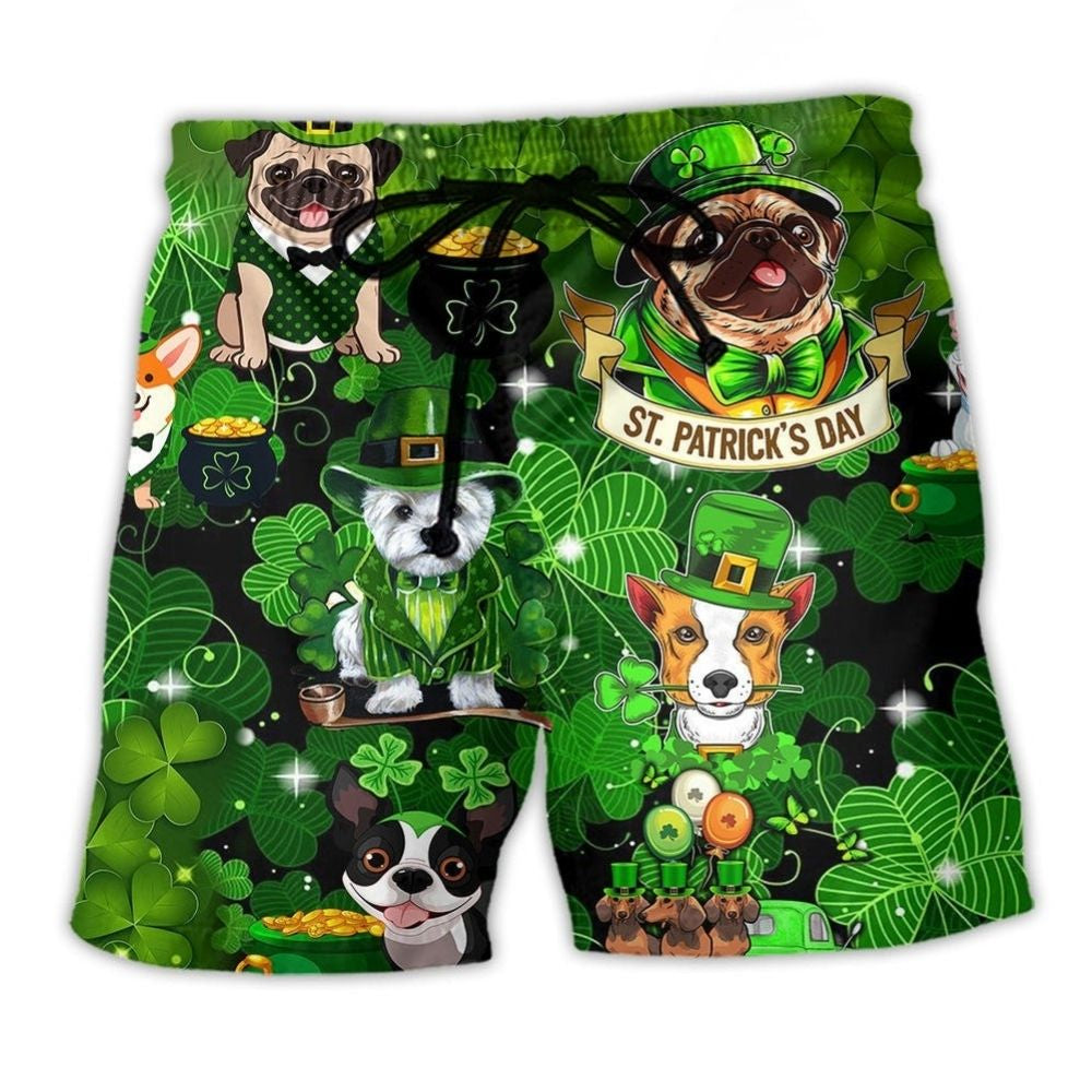 Irish Dog Green Lucky Beach Shorts For Resort Days And Distinctive Seasonal Style