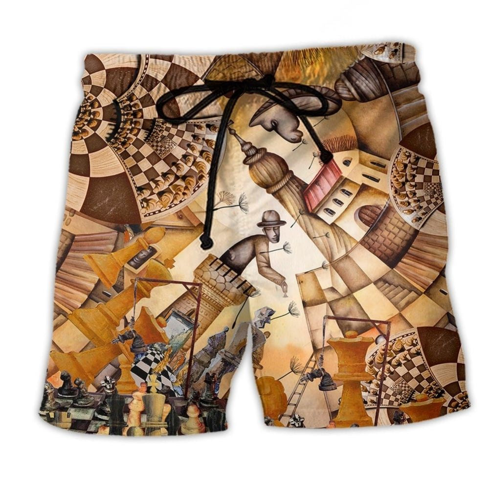 Chess Strategy Beach Shorts For Summer Vacations And Distinctive Seasonal Style