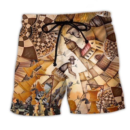 Chess Strategy Beach Shorts For Summer Vacations And Distinctive Seasonal Style