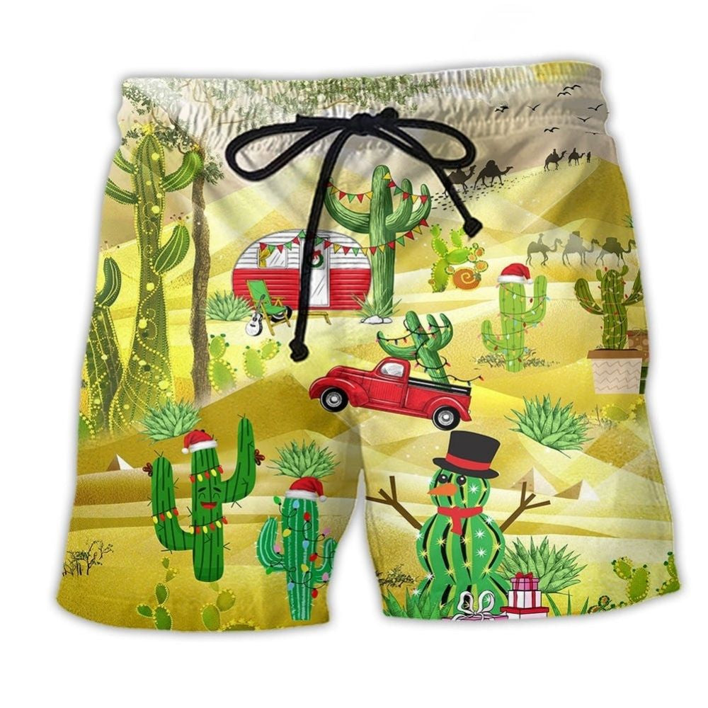 Christmas Cactus Holiday Beach Shorts For Poolside Relaxation And Memorable Gift Ideas