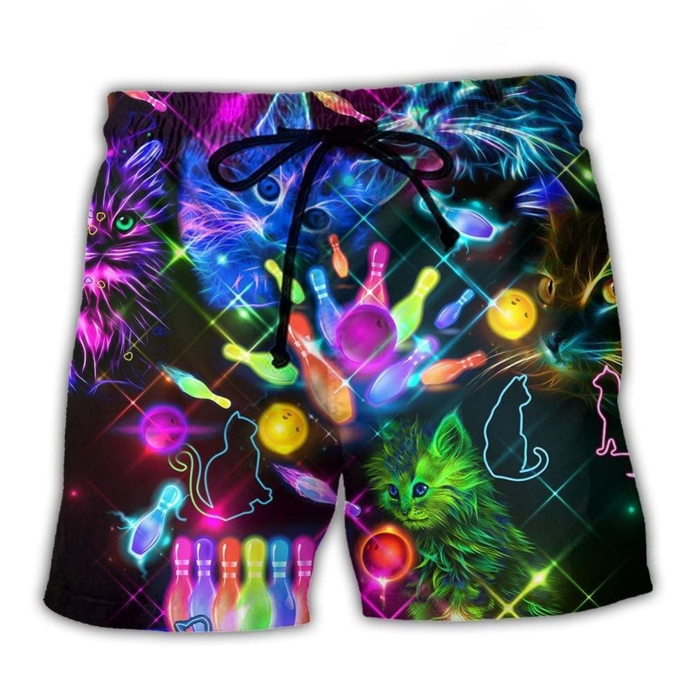 Bowling Cat Friends Beach Shorts For Island Escapes And Comfortable Resort Style