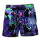 Haunted Black Cat Dark Night Beach Shorts For Coastal Road Trips And Vacation Ready Style