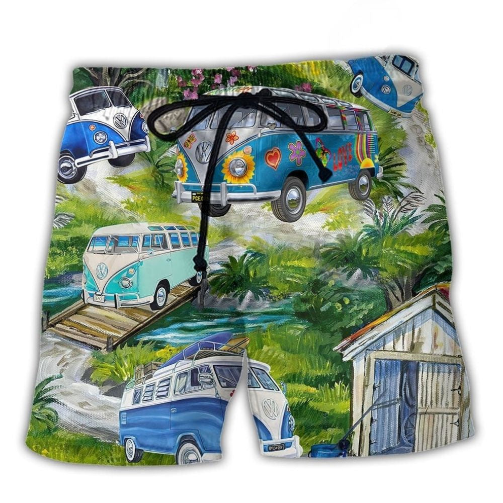 Camping Bus Outdoor Beach Shorts For Summer Vacations And Leisure And Relaxation