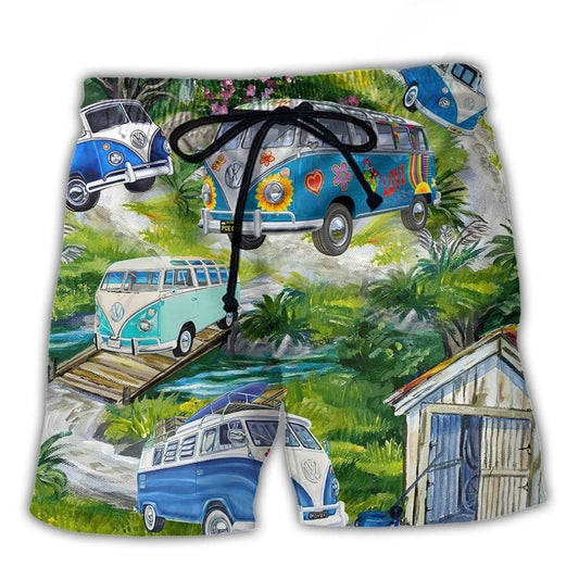 Camping Bus Outdoor Beach Shorts For Summer Vacations And Leisure And Relaxation