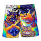 Cute Cat Soul Beach Shorts For Seaside Travel And Comfortable Resort Style