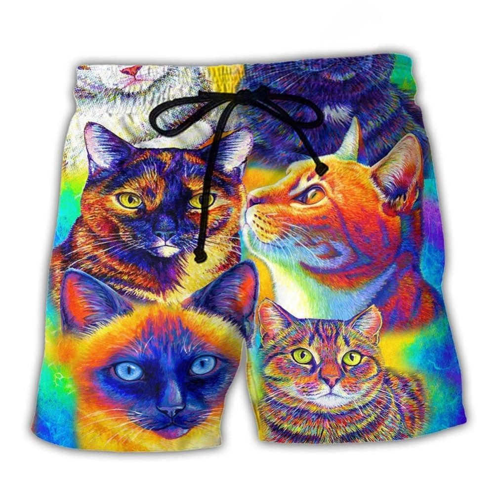 Cute Cat Soul Beach Shorts For Seaside Travel And Comfortable Resort Style