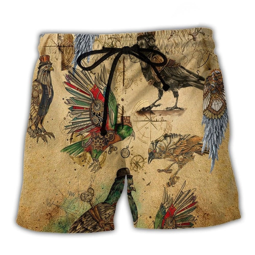 Bird Freedom Vintage Beach Shorts For Seaside Travel And Bright Summer Outfits