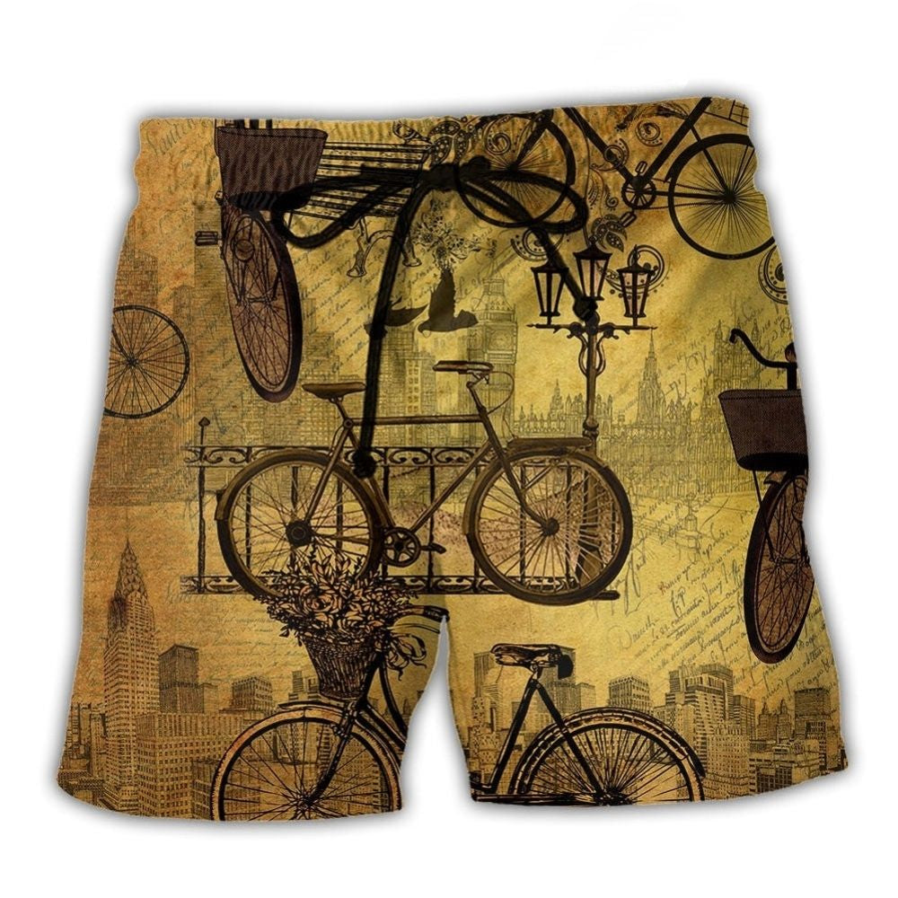 Bike Sunset Vintage Beach Shorts For Warm Weather Outings And Weekend Casual Style